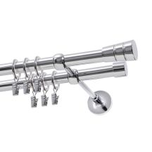 KARNISZ PODWÓJNY FI 19 MM  CHROM 160 CM STOŻEK Z KÓŁKAMI KOWALSKI