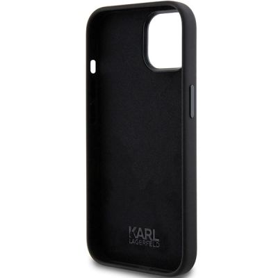 7. Etui Karl Lagerfeld Silicone Choupette Metal Pin na iPhone 15 Plus / 14 Plus - czarne