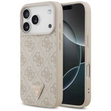 Etui Guess Leather 4G Triangle Strass MagSafe na iPhone 18 Pro / 17 Pro - różowe