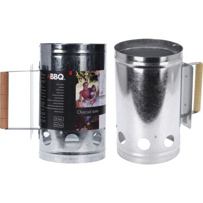 16. KOMIN ROZPALACZ DO GRILLA WYS. 27,5CM Z DREWNIANĄ RĄCZKĄ