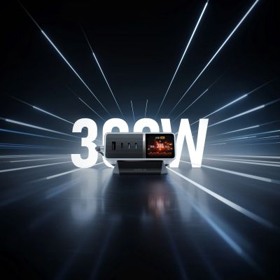 6. Stacja ładująca Cuktech TA3005U 300W 5w1 z wyświetlaczem cyfrowym - srebrna