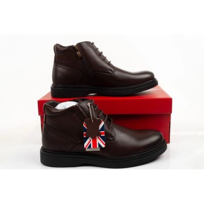 8. Lee Cooper buty męskie eleganckie skórzane brązowe trzewiki ocieplane