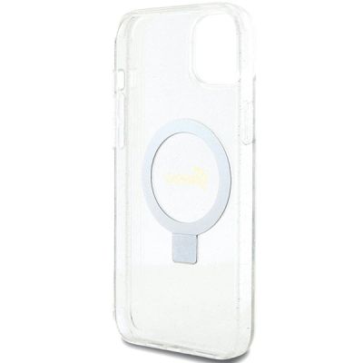 7. Etui Guess Ring Stand Script Glitter MagSafe na iPhone 15 Plus / 14 Plus 6.7" - przezroczyste