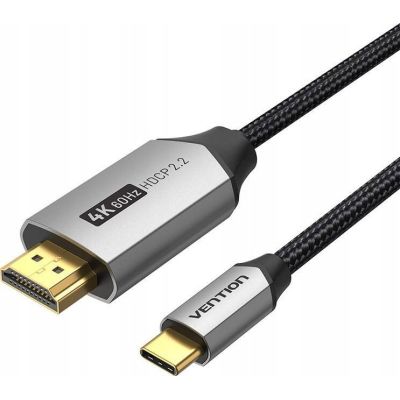 3. Kabel USB-C do HDMI Vention 4K@60Hz w oplocie 2m szary