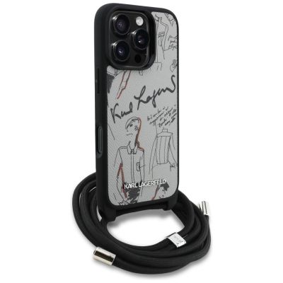 3. Etui Karl Lagerfeld Crossbody Grained Pattern & Logo do iPhone 16 Pro - szare