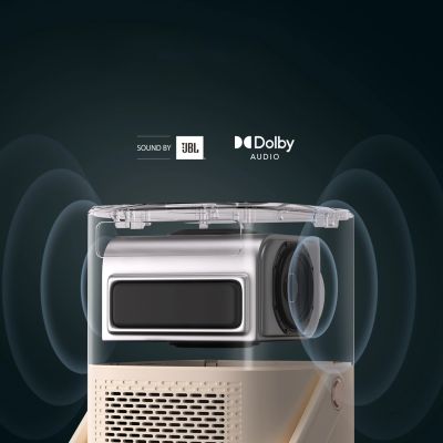 12. Projektor multimedialny Yaber T2 Plus LCD FullHD 1080p z głośnikami JBL - beżowy