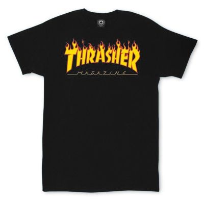 Koszulka męska Thrasher Flame Logo T-Shirt czarna - 110102/BK