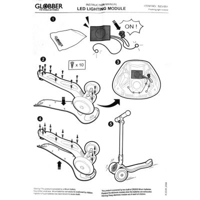 5. Moduł wymienny do hulajnogi Globber ELITE FLASHING LIGHT MODULE SET 523-001