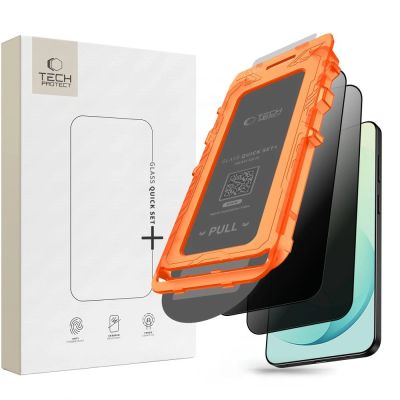 Szkło hartowane Tech-Protect Quick Set Spy+ 2-Pack prywatyzujące na Samsung Galaxy S26 FE