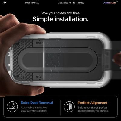 10. Szkło hartowane Spigen Glas.tR EZ Fit Pro HD Privacy 2-Pack prywatyzujące na Google Pixel Pro 9 Pro XL / 10 Pro XL / 11 Pro XL