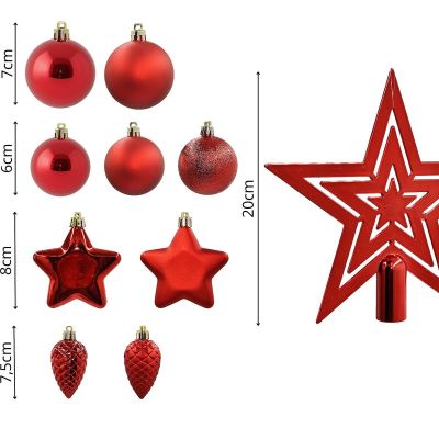 9. BOMBKA DEKORACYJNA PLASTIKOWA BEZPIECZNA 40SZT CZERWONY MICA