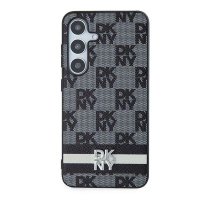 3. Etui DKNY Leather Checkered Mono Pattern & Printed Stripes na Samsung Galaxy S24 - czarne