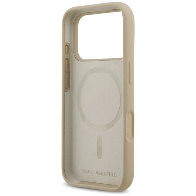 7. Etui Karl Lagerfeld Silicone Karl Sketch & Logo MagSafe na iPhone 17 Pro - brązowe
