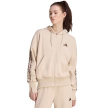Bluza damska adidas Seasonal Essentials Animal Print 3-Stripes Full-Zip Hooded beżowa KH1547
