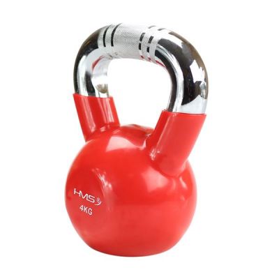 29. Kettlebell żeliwny uchwyt chrom radełkowany HMS KTC10 RED 