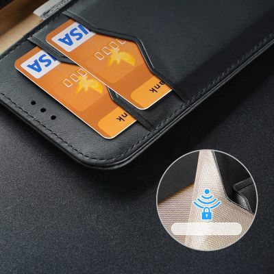 17. Dux Ducis Hivo skórzane etui z klapką pokrowiec ze skóry naturalnej portfel na karty i dokumenty iPhone 14 Plus brązowy