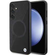 Etui BMW Signature Leather Half Textured & Circle MagSafe na Samsung Galaxy S24+ - czarne