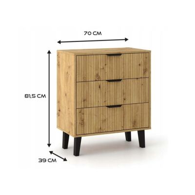 4. KOMODA SCANDI 3S SLIM DĄB ARTISAN