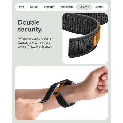 10. Pasek Spigen Athlex Air na Google Pixel Watch 41 mm - czarno-pomarańczowy