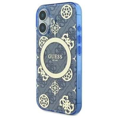 2. Etui Guess IML Peony On 4G Background MagSafe na iPhone 16 - niebieskie
