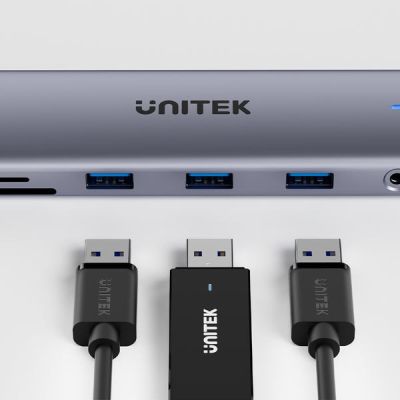 12. UNITEK D1113BGY01 huby i koncentratory 2 x USB 3.2 Gen 2 (3.1 Gen 2) Type-C 1000 Mbit/s Szary