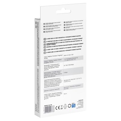 8. SAVIO AK-58 3-PORTOWY HUB USB-A Z ADAPTEREM RJ-45