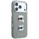 4. Etui Karl Lagerfeld Saffiano with Karl & Choupette Heads Pins & Logo na iPhone 18 Pro / 17 Pro - szare