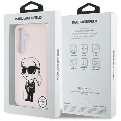 8. Etui Karl Lagerfeld Silicone Graffiti Ikonik Printed Logo MagSafe Samsung Galaxy S25 różowy