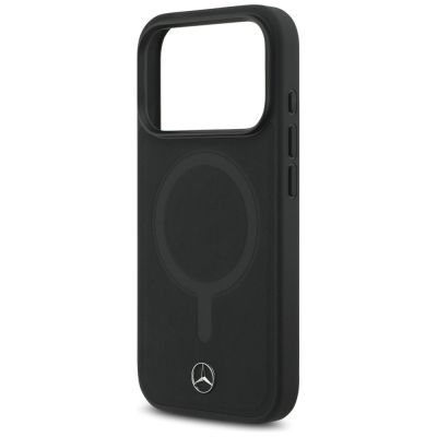 6. Etui Mercedes Plain Smooth Leather MagSafe do iPhone 17 Pro - czarne