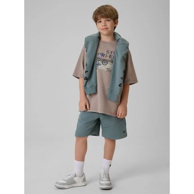 4. T-shirt loose z nadrukiem chłopięcy 4F 4FJRSS26TTSHM4279-25S