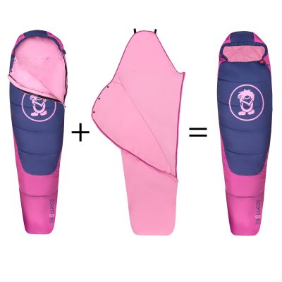 7. Śpiwór Trollkids Femund 3in1 malwowy różowy/fioletowy niebieski/dzika róża (695-242)