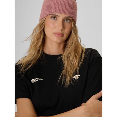 3. T-shirt loose z nadrukiem damski 4F 4FKAW26TTSHF4507-20S