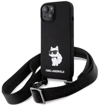 Etui Karl Lagerfeld Crossbody Silicone Choupette do iPhone 15 - czarne