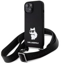 Etui Karl Lagerfeld Crossbody Silicone Choupette do iPhone 15 - czarne