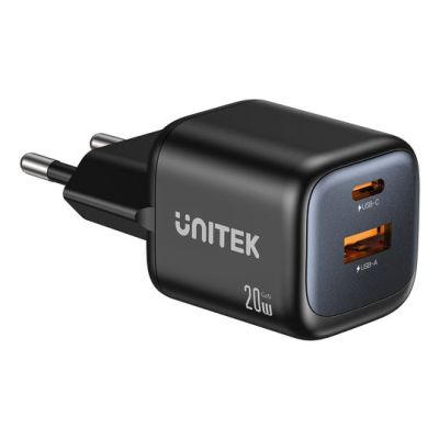 31. UNITEK ŁADOWARKA SIECIOWA 2X GAN USB-C & USB-A 20W CZARNA