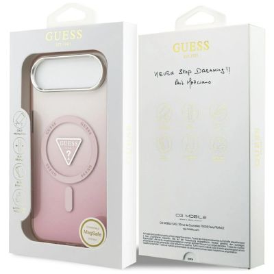 8. Etui Guess IML Gradient Triangle Logo MagSafe na iPhone Air - różowe