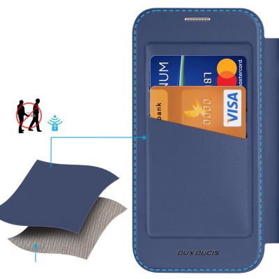 4. Etui Dux Ducis Skin X Pro na iPhone 17 Pro z portfelem, kompatybilne z MagSafe – niebieskie