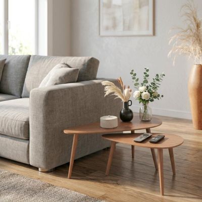6. ZESTAW STOLIKÓW KAWOWYCH BOCZNYCH DO SALONU 2 SZT MDF DREWNO
