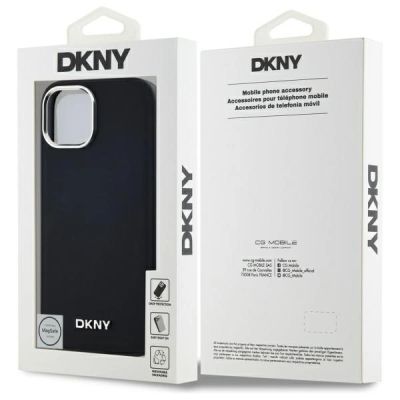 8. Etui DKNY Plain Logo MagSafe na iPhone 15 - czarne