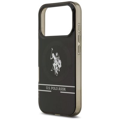 6. Etui US Polo DH and Bottom Stripe Logo MagSafe na iPhone 17 Pro - czarne