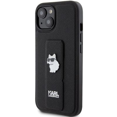 2. Etui Karl Lagerfeld Gripstand Saffiano Choupette Pins na iPhone 15 - czarne
