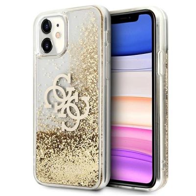 Etui Guess 4G Big Liquid Glitter na iPhone 11 6,1" / Xr - złote