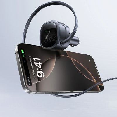 9. Ładowarka samochodowa Baseus PrimeTrip VR1 60W USB-A USB-C ze zwijanym kablem USB-C - czarna