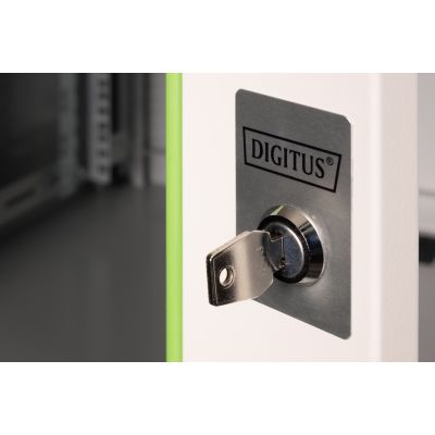 35. Szafa sieciowa wisząca Unique 19" 12U rack 600x600, drzwi szyba, szary, niedzielona, złożona, 100kg