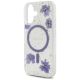 6. Etui Guess Resin Flowers Glitter MagSafe na iPhone 16 - fioletowe