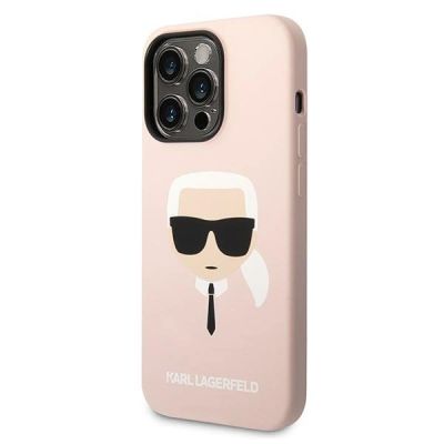 2. Etui Karl Lagerfeld Silicone Karl's Head MagSafe na iPhone 14 Pro Max - jasnoróżowe