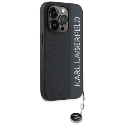 4. Etui Karl Lagerfeld Saffiano Rhinestones & Charm na iPhone 15 Pro - czarne