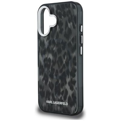 6. Etui Karl Lagerfeld IML Leopard Pattern MagSafe na iPhone 16 - czarne