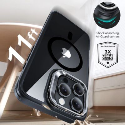 3. Etui ESR Classic Hybrid Kickstand Halolock MagSafe z podstawką + szkło hartowane na iPhone 16 Pro Max - przezroczyste z czarną ramką