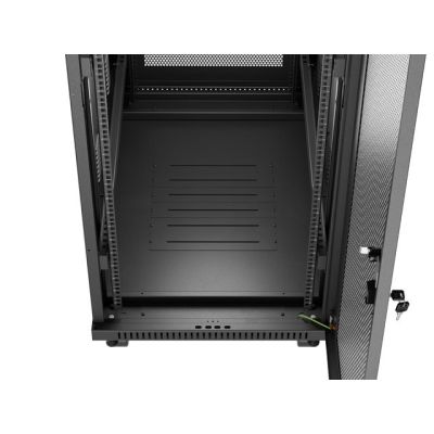 11. Szafa instalacyjna rack stojąca 19" 32U 600x1000 czarna drzwi perforowane LCD Lanberg (Flat Pack)